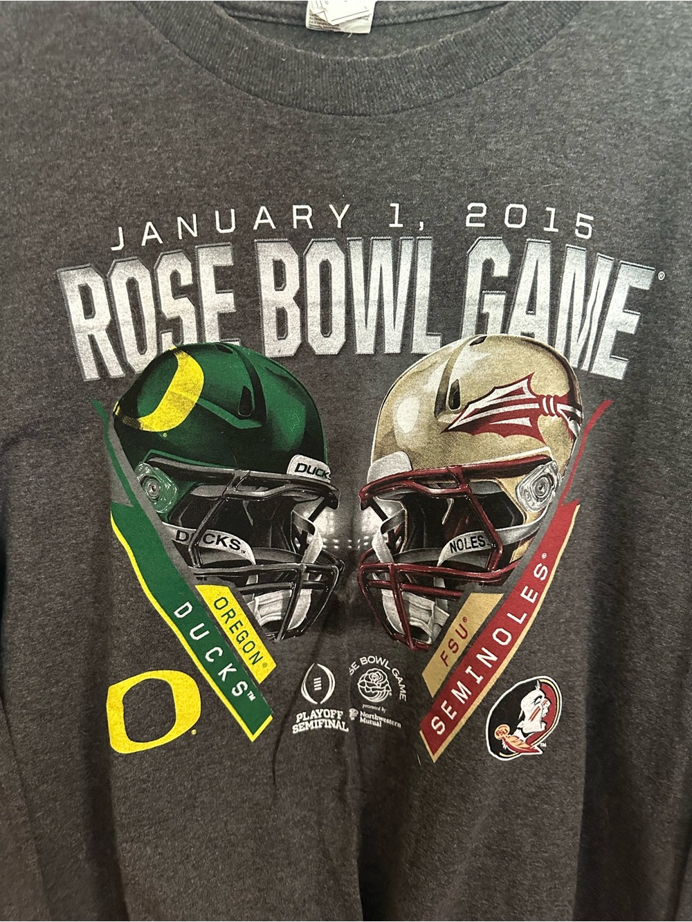 Rose Bowl Game 2015 Oregon vs FSU Graphic Tee - Gray